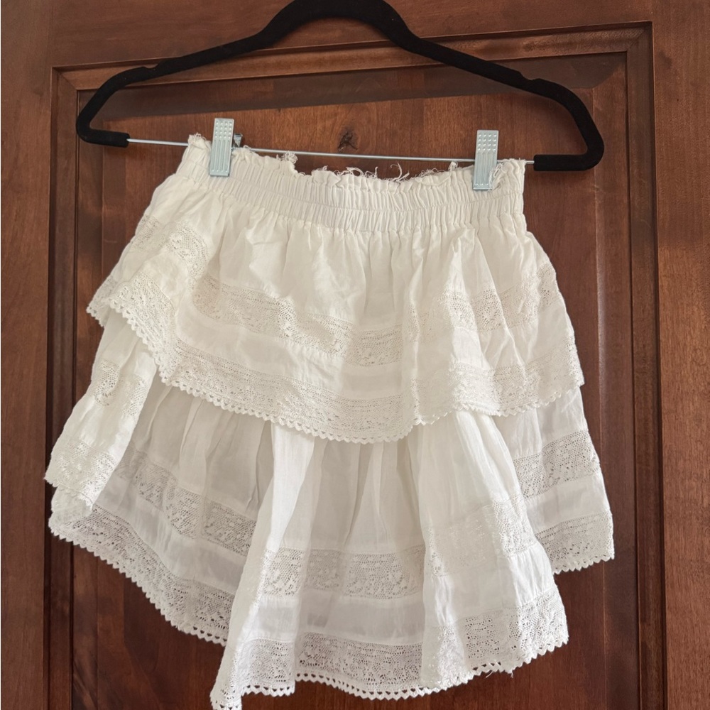LoveShackFancy Ruffle Mini Skirt White